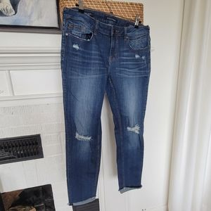 Vigoss the Chelsea Skinny Jeans Destroyed Raw Hem Size 30 Dark Wash Denim